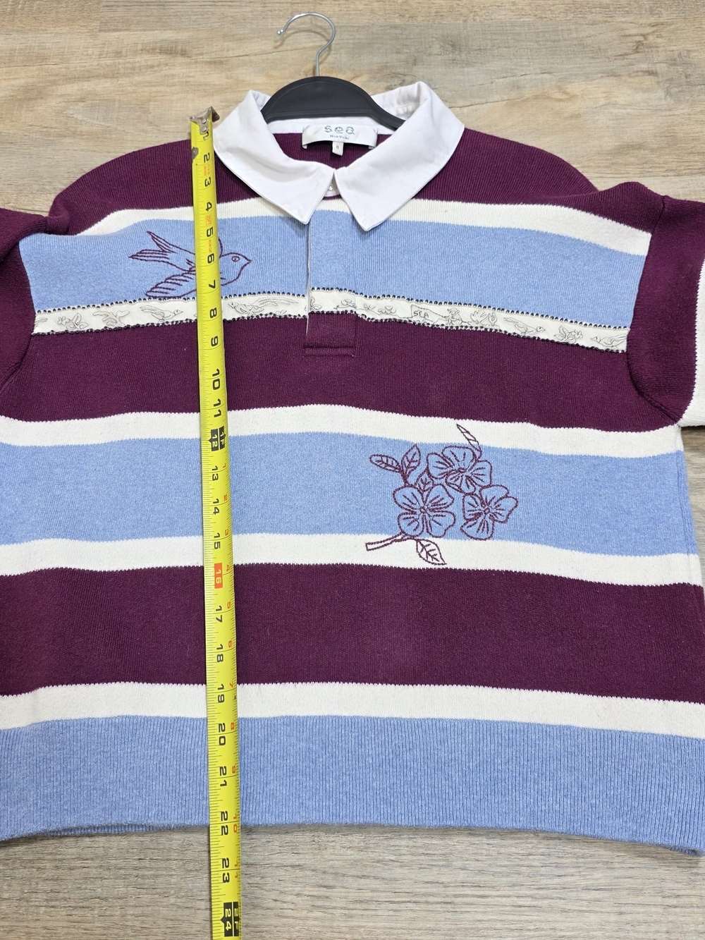 SEA NEW YORK HESTER SOLID RUGBG 95% Cotton, 5% Cashmere SWEATER SIZE S MSRP $375 - Picture 10 of 11
